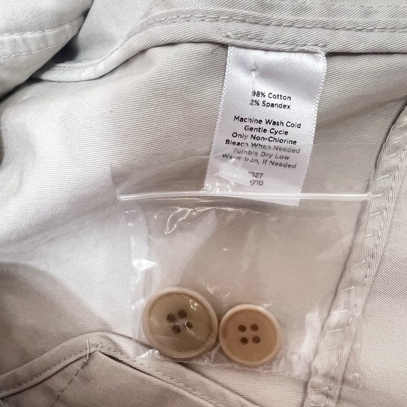 Talbots Blazer Vintage Women’s 12 Khaki Long Sleeve Pocket Front Ruffle New Y2K - Picture 10 of 12